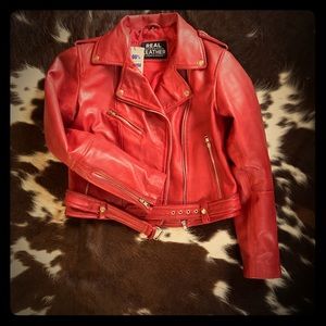 Red Moto Genuine Leather Jacket